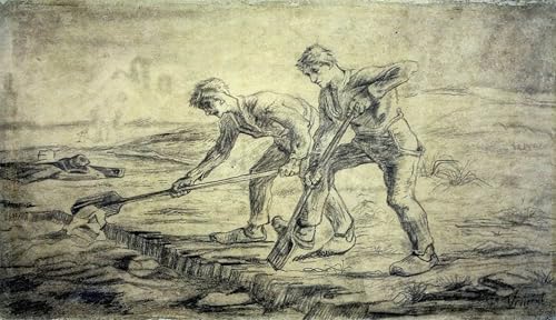 Cuadro Los cavadores en Cuesmes de Van Gogh Impresión en Lienzo 60x90cm