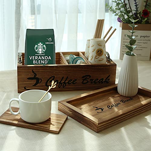 Mrpapa Coffee Pod Holder With Coffee Tray, Farmhouse Kcup Coffee Pod Holder Storage Basket With Handle,Coffee Bar Accessories Organizer For Countertop (Wooden) #TOP4