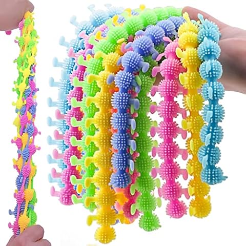 24Pcs Caterpillars Sensory Toys Stretchy String Colorful Fidget Toys, Caterpillars & Classic Noodles Sensory Toy, Squeeze Stress Relieve Anxiety for Kids with ADD, ADHD, Autism Increase Focus Patience Cover