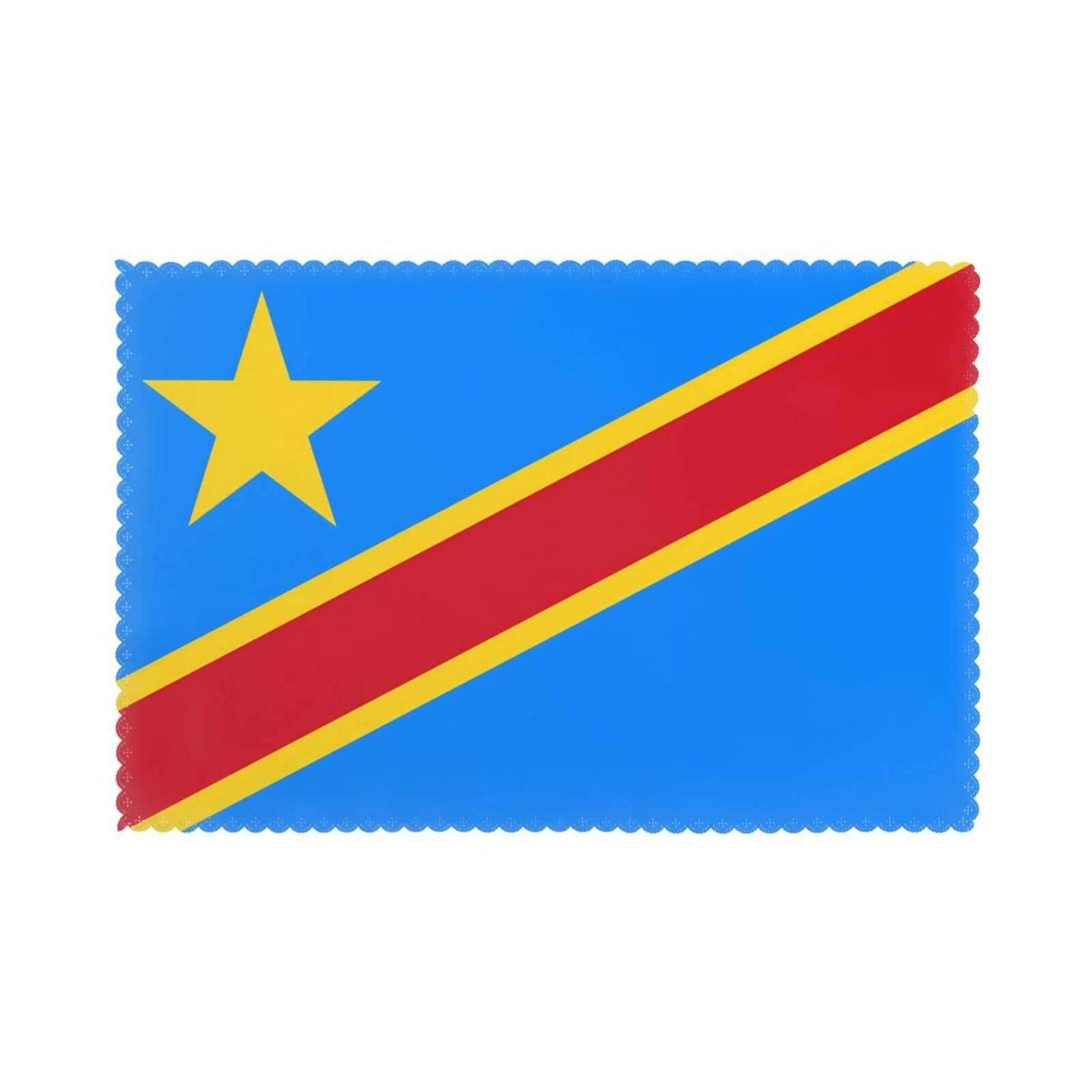 Flag of the Congo Placemat set of 6, oil-proof and insulated dining table placemats, washable and wipeable.