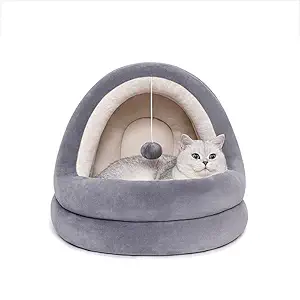 PetGains PGE Washable Plush Fabric Cat and Dog Sofa Nest Pet Bed (Medium - 42*40*38 cm)