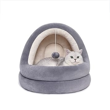 PetGains PGF Washable Plush Fabric Cat and Dog Sofa Nest Pet Bed (Large - 50*48*43 cm)