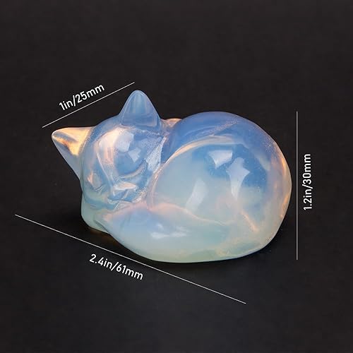 Miniatura 4 de ZORZA 1 estatua de gato de ópalo tallada a mano de 2 pulgadas para curación, estatua natural de gato dormido de opalita para colección y decoración