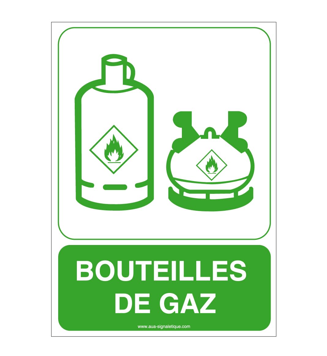 Panneau Bouteilles Gaz AUA SIGNALETIQUE Aluminium Dibond 3mm 450x630 mm