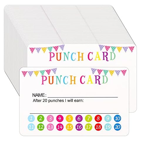 120 Pcs Reward Punch Cards Behavior Incentive Awards for Kids Students Teachers Home Classroom School Business Loyalty Card Positive Reinforcement Tool - 2" x 3.5" Cover