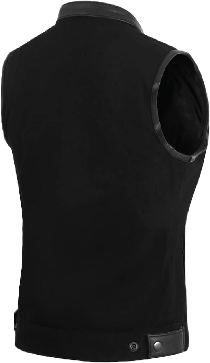 Women's Black Denim Motorcycle Vest with Extra Pockets for Style and Storage