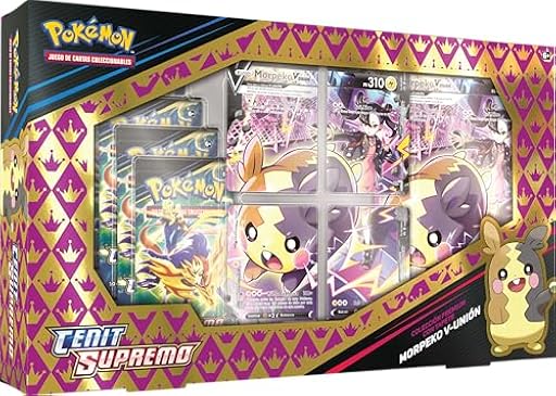 Pokémon JCC Colección prémium con tapete Morpeko V-UNIÓN de Cenit Supremo, 4 Cartas, 1 Carta de Gran tamaño y 5 Paquetes de Mejora | Ya disponible en tu tienda friki favorita! En mundofriki.es! Pokémon JCC Colección prémium con tapete Morpeko V-UNIÓN de Cenit Supremo, 4 Cartas, 1 Carta de Gran tamaño y 5 Paquetes de Mejora | Ya disponible en tu tienda friki favorita! En mundofriki.es!