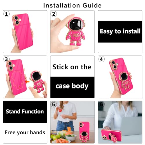 Pepmune for iPhone 17 Case with Cute 3D Astronaut Stand Holder, Hot Pink by Pepmune - Used condition - Image 6