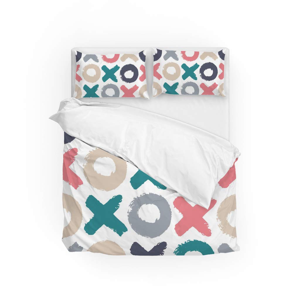 Parure de lit housse de couette 2 personnes motif hipster drap de lit avec 2 taies d'oreiller