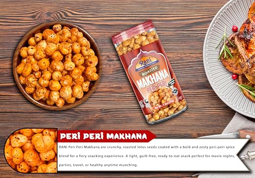Image of Rani Roasted Makhana (Fox Nut /Popped Lotus Seed) Peri Peri Flavor 2.6oz (75g) Ready to eat, Hand Picked Foxnuts ~ High in Protein | Vegan | Gluten Friendly | NON-GMO | Kosher | Indian Origin