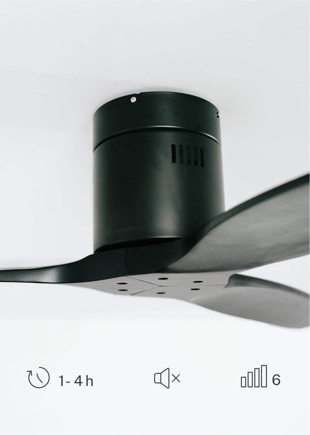 Smart Plafondventilator Zwart/walnoot met Verlichting - 132cm - WiFi