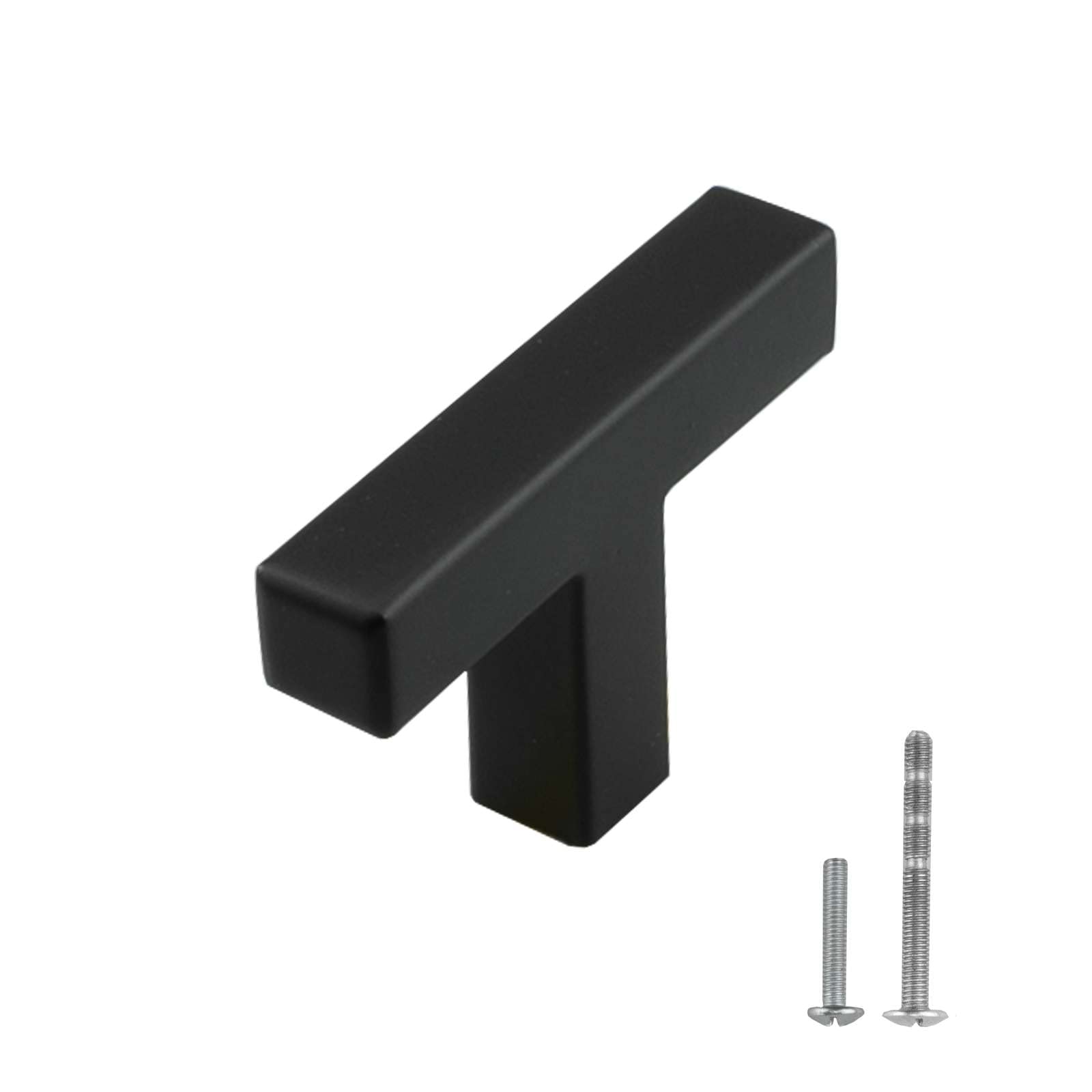 Modket Euro Square Cabinet Handle Pull 304 Stainless Steel 2" Knob, Matte Black, 20-Packs