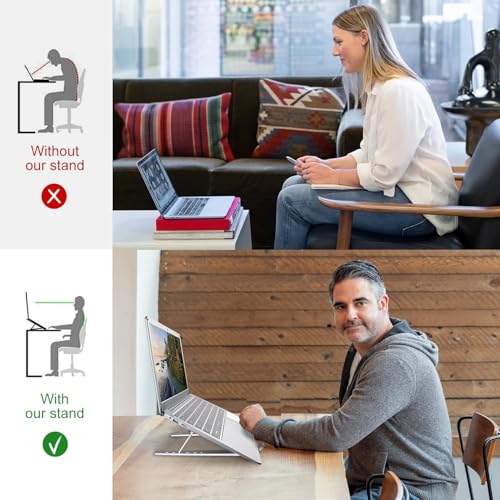 حامل لاب توب قابل للتعديل بستة مستويات يوضع على سطح المكتب ويوفر تهوية جيدة للاب من سيجين متوافق مع اجهزة اللاب والموبايل والتابلت وكيندل 10-15.6 بوصة