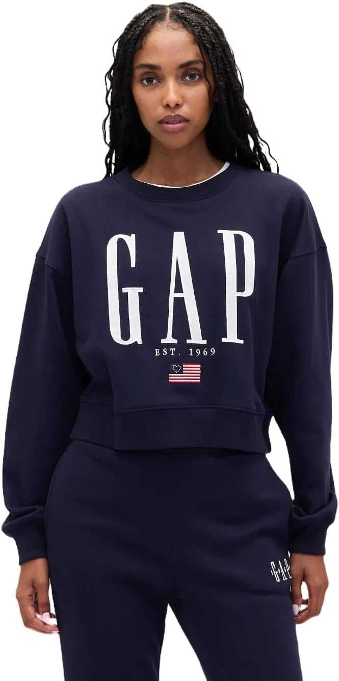 GAP Women's Logo Relaxed Cropped Pullover