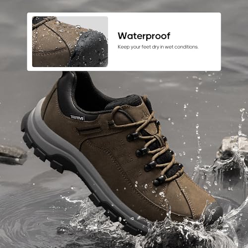 NORTIV 8 Men's Waterproof Hiking Shoes Non-Slip Trekking Trail Shoes Lightweight Durable Outdoor Work Shoes Bluff4