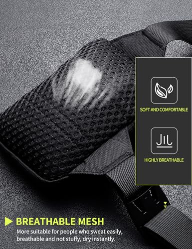 Peicees Mini Crossbody Sling Bag Chest Bag Dual Pocket Water Resistant Running Phone Holder Shoulder Bag for Men Women Workout Travel Gym, Dark Blue and Black - Thumbnail 2