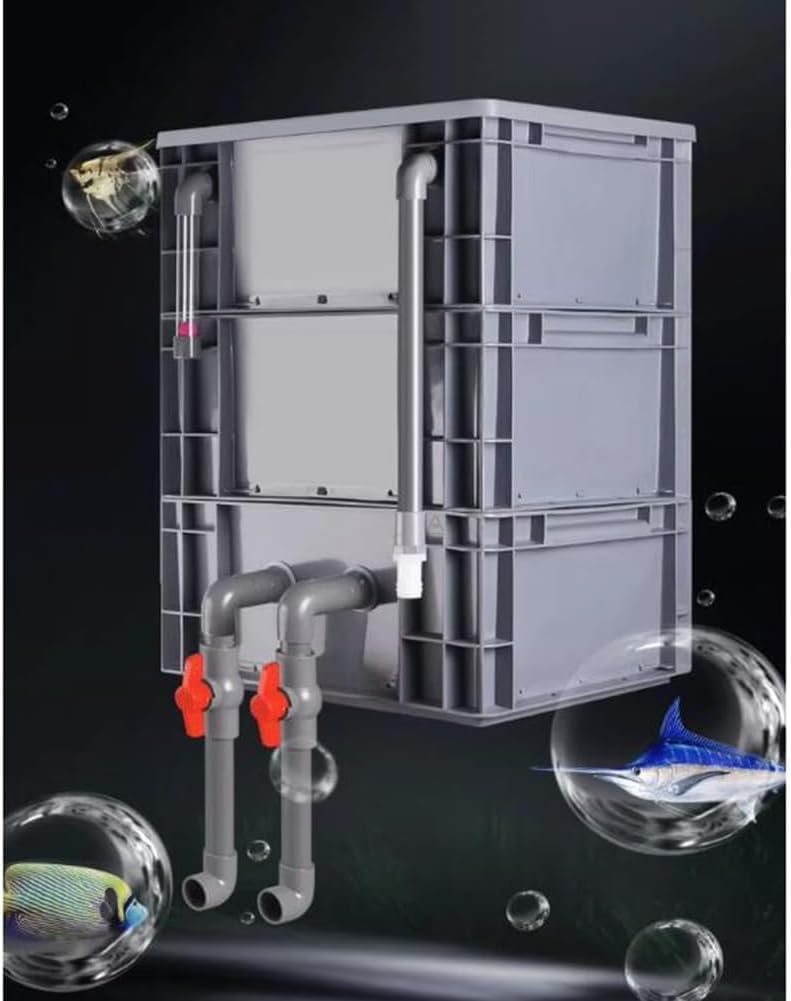 Caja De Filtro para Acuario, Sistema De Circulación De Agua Externo De Gran Volumen con Cascada Y Flujo Ajustable, Filtro para Peceras DIY para Estanques Y Acuarios, Gray 40x30x51cm