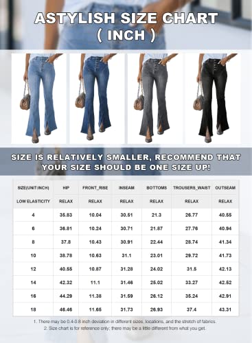 Astylish Bell Bottom Jeans For Women High Waisted Pull On Stretchy Mom Denim Pants Blue Size 12 #TOP5