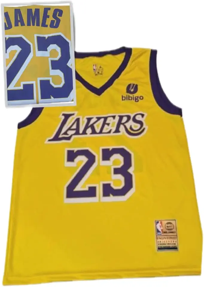 Regata Basquete Lakers Amarelo, Número 23, Poliéster e Algodão, Tamanho M, Estilo Esportivo