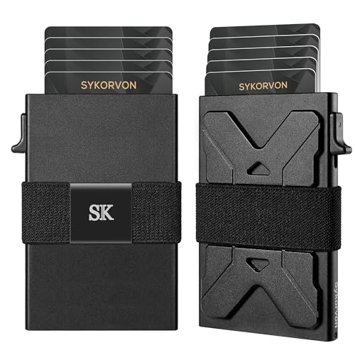 Minimalist Card Holder Wallet for Men, Aluminum Slim Metal Wallet with Money Band, RFID Blocking Pop Up Wallet, Holds 12+ Cards Plus Cash…