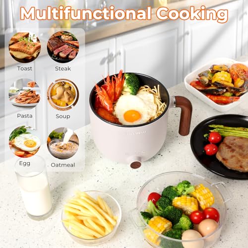 CULLINSSS Panela elétrica quente, frigideira antiaderente multifuncional, mini fogão de ramen portát