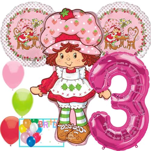 Strawberry Shortcakes Officially Licensed Birthday Mylar Multicolor Balloons Premium Quality Perfect for 3rd Birthday Parties & Entertainment for Strawberry Shortcake Parties & Themed Events
