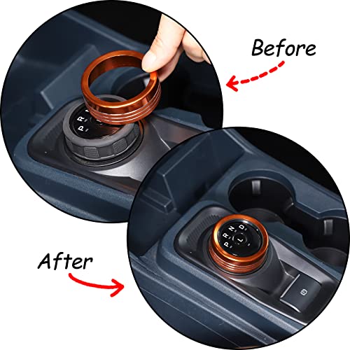 Cheayar Gear Shift Switch Button Ring Trim Cover Fit For Ford Maverick 2022 2023, Aluminum Gear Shifting Knob Cover, Gear Shift Knob Cover Interior Gear Shifter Head Decoration Protection (Orange) #TOP1