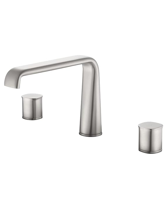 PHASAT Bathroom Bathtub Faucet Deck Mount Waterfall Tub Faucet 3 Hole Tub Filler with 2 Handles Brushed Nickel,PU5L01