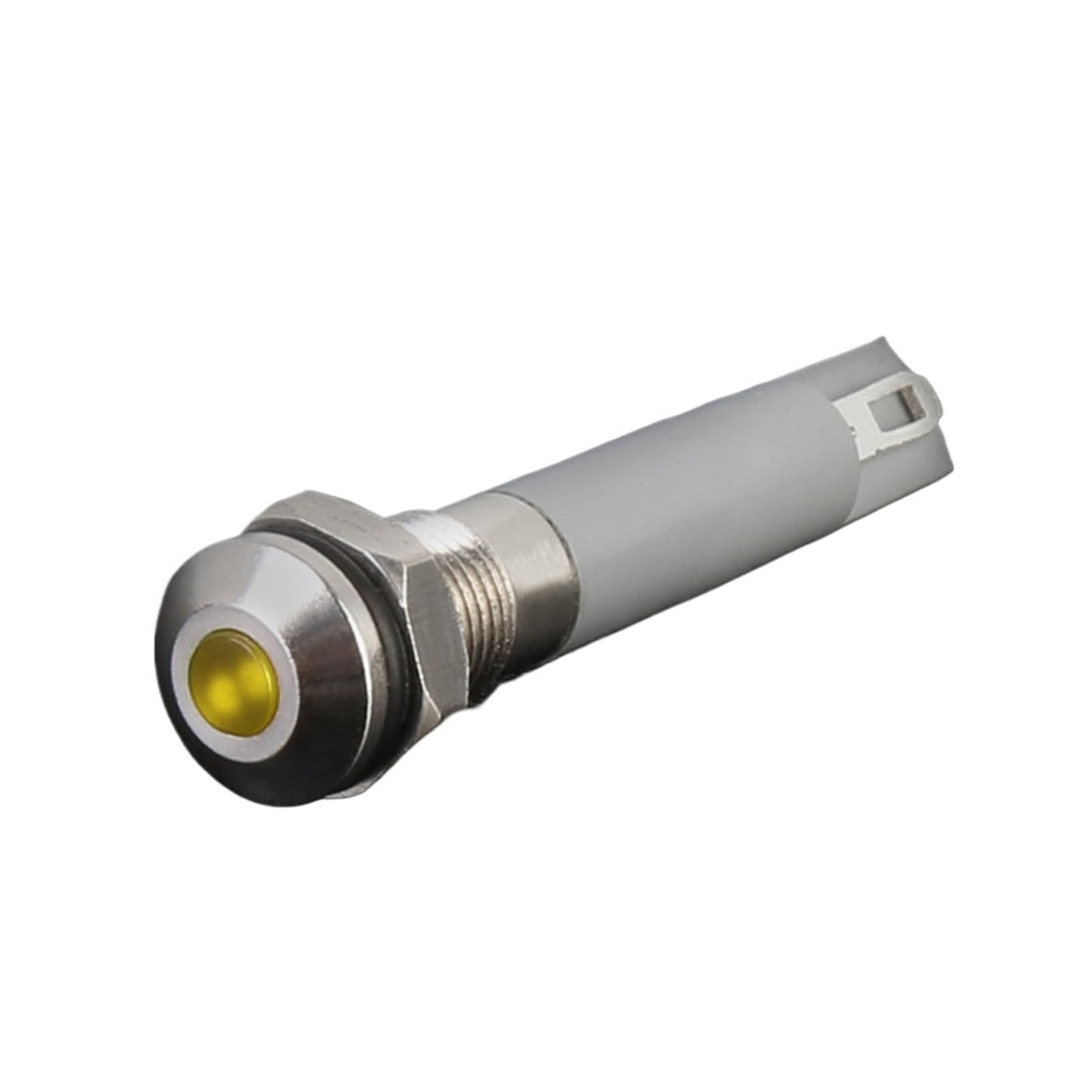 20 luces LED indicadoras de comida de 6 mm, IP65, resistentes al agua, luz de señal LED CA/CC 3-220 V, terminal de 2 pines.(Flat Yellow Light,220V)