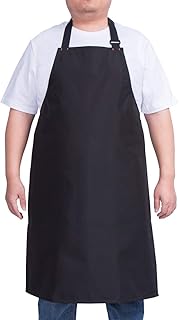 Waterproof Apron for Men and Women, Durable Heavy Duty Extra Long Adjustable Bib Apron for Kitchen Cooking, Dish Washing, Butcher, Dog Grooming, Lab work, Black