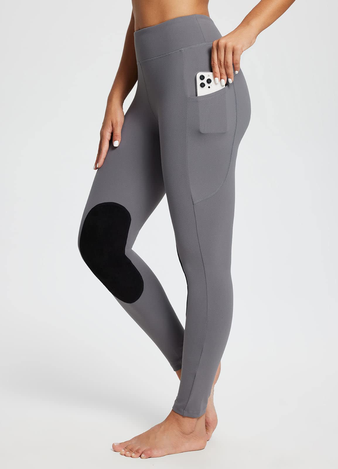 baleaf Pantalones de equitación para Mujer, de Invierno, con Ribete en Las Rodillas, Resistentes al Agua, con Forro para teléfono móvil, para Mujeres y niñas