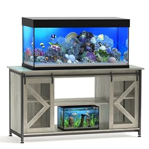 50-80 Gallon Fish Tank Stand, Heavy Duty Aquarium Stand with Cabinet for Fish Tank Accessories Storage – 1000 LBS Capacity, 58.9″ L x 19.7″ W x 32.6″ H, Gray