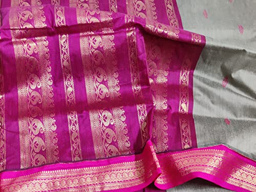 HerClozet pink gadwal silk saree in soft silk – image 7