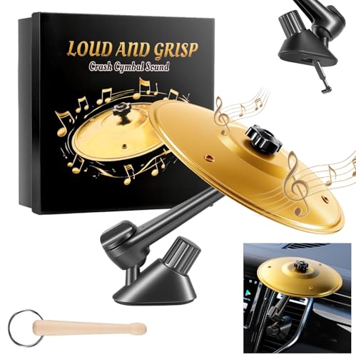 Large Car Cymbal Air Vent Mini Drum Crash Cymbal For Car Vent (Gold)