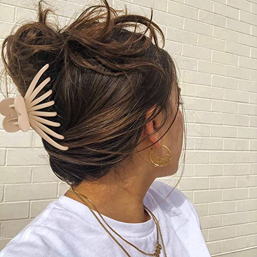 Canitor 4.9" Extra Large Hair Clips Claw Clips For Thick Hair 4Pcs Big Claw Clips Hair Clips For Women Girls Neutral Color Matte Jumbo Hair Claw Clips Non-Slip Jaw Clips Mother's Day Gifts #TOP1