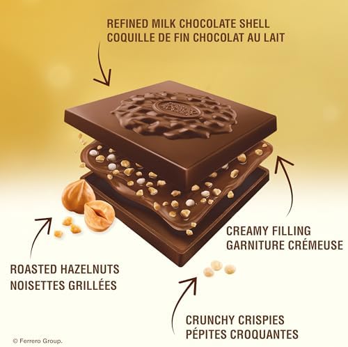 FERRERO ROCHER Premium Hazelnut, 10 Individually Wrapped Chocolates, Great for Sharing or Gifting, Milk chocolate squares (105g) - 3
