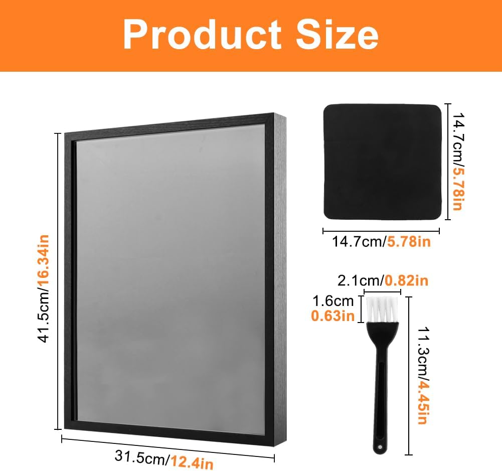 16" X 12" Pin Display Case, Enamel Pin Display Frame, Pin Collection Display, Shadow Box for Wall and Tabletop Display, Pins Holder for Enamel Pins, Medals, Jewelry, Memorabilia