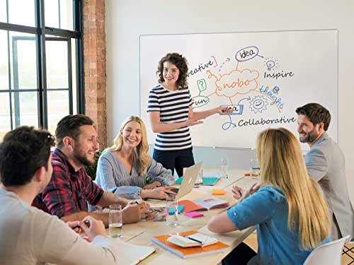 Nobo Magnetisches Emaillle-Whiteboard mit Stiftablage, 900 x 600 mm, Schlanker Zierrahmen, InvisaMount-Montagesystem, Impression Pro, Weiß, 1915395