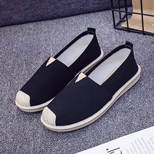 Image of eYLun Women Loafers Slip On Shoes Canvas Flats Work Shoes Casual Comfortable Walking Shoes