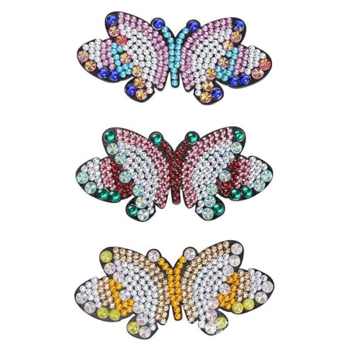3Pcs Diamond Painting Hair Clips, 5D Bowknot Bobby Pins Girls Diy Diamond Hair Clip Butterfly Hairpin Elegant Barrettes Gift For Girls Daughter Best Friend Or Mather 8.5 * 3.5cm (CC)
