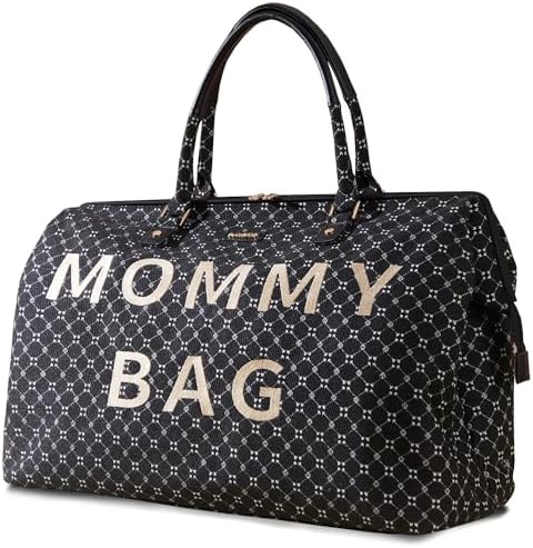 SUNVENO Large Diaper Bag Tote, Mommy Weekender Travel Bag for Mom & Baby, with 2 Pouches, Changing Pad & Luggage Sleeve