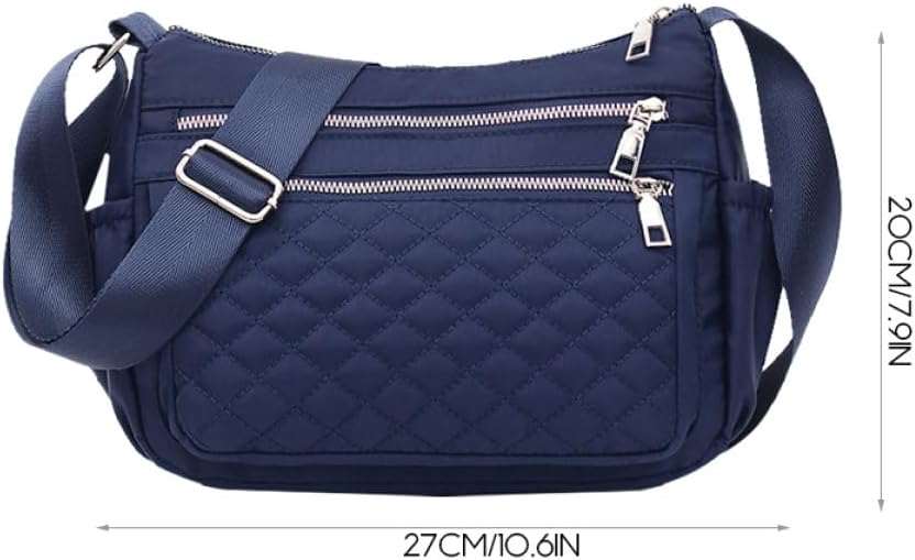 Large Capacity Women’s Crossbody Bag Canvas Shoulder Purse with Multiple Compartments Dark Blue Messenger Bag for Middle-aged Moms Daily Travel Tote