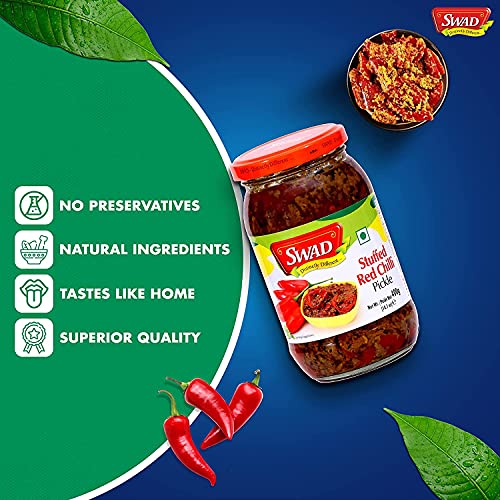 Image of SWAD Stuffed Red Chilli Pickle 400 gm Each | Pack of 3