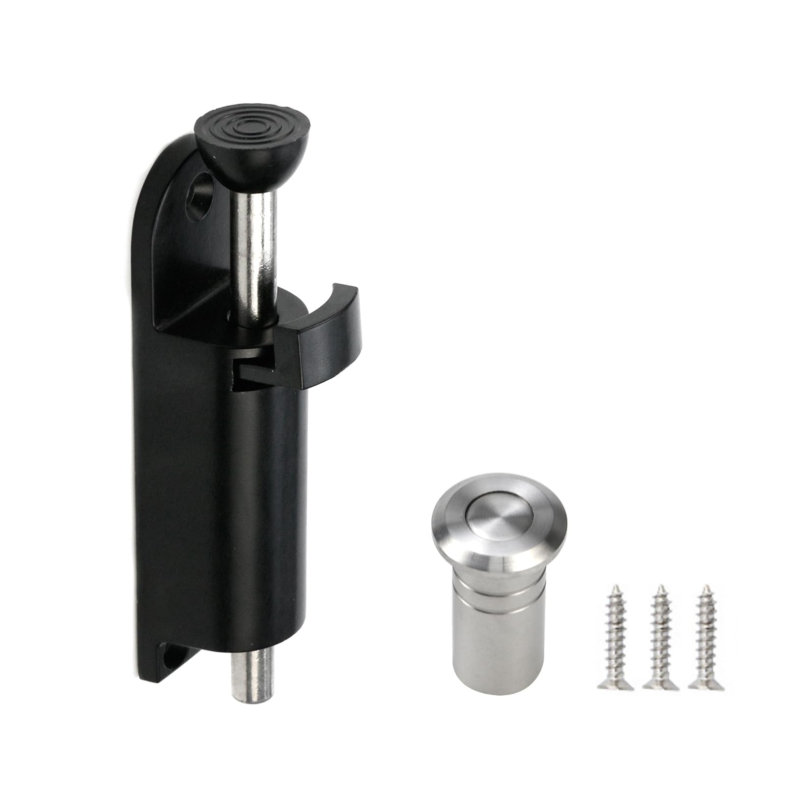 MY MIRONEY Spring Loaded Sliding Door Lock Black Patio Door Lock Heavy Duty Door Security Slide Latch Zinc Alloy Foot Operated Kick Lock for Slide