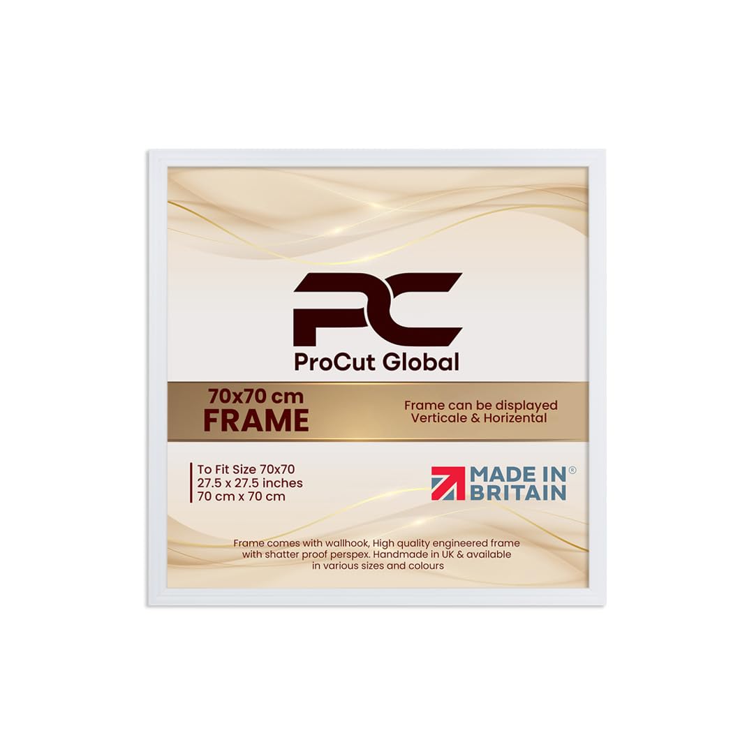 Procut Global 70x70CM White Picture Frames - Classic Wooden Photo Frame with Shatterproof Perspex for Wall or Tabletop - Perfect for Posters, Certificates & Prints - Sizes & Colors Available โ image 1