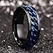 King Will Stainless Steel Men's Ring-8mm Black Fidget Spinner Ring with Blue Chain, 316L Stainless Steel Ring for Men Women with Stress Free, Cool Wedding Band Comfort Fit(12)