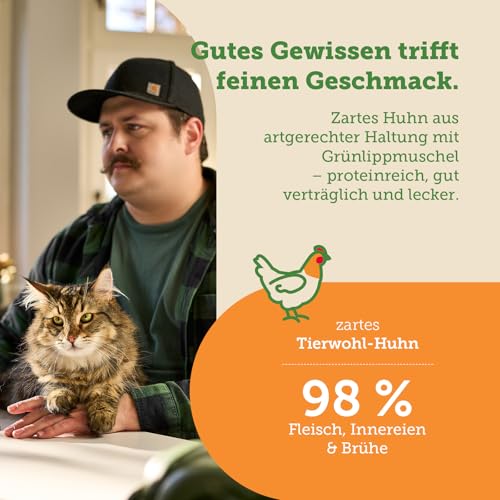 MERA Cats Nature Huhn Premium Senior Katzenfutter Nass 12x85g | ohne Zucker und Getreide & nierenschonend | Nassfutter für Katzen mit hohem Fleischanteil