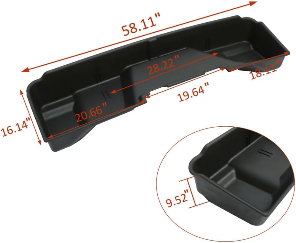 for Chevy for Silverado 1500/2500HD/3500HD 2007-2013,for GMC for Sierra 1500/2500HD/3500HD 2007-2013 Extended Cab Underseat Storage Box (Black,Plastic)