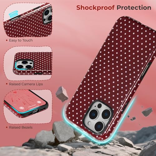 ZTOFERA for iPhone 16 Pro Max Case Fit for MagSafe, Dots Pattern-Wine Red by ZTOFERA - Used condition - Image 4