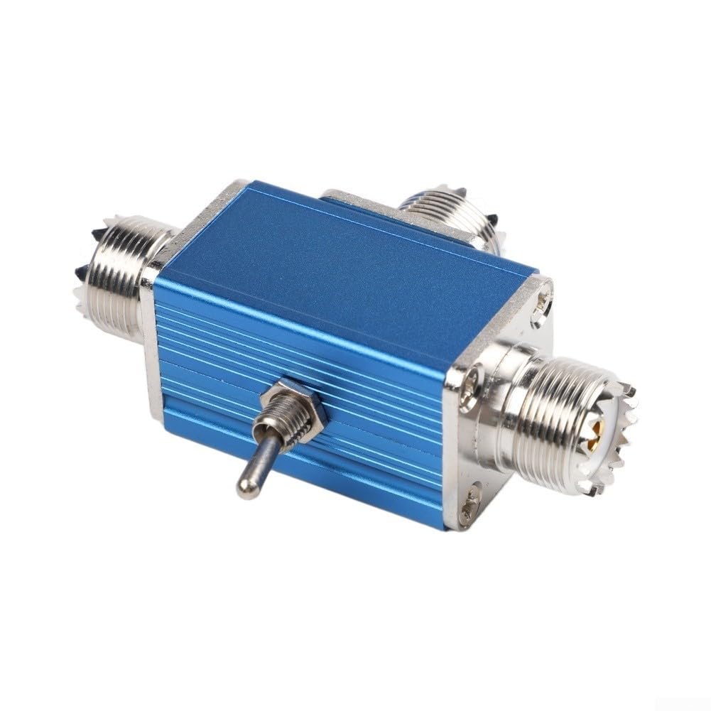Interruptor coaxial manual, 1 entrada, 2 salidas, 0-50 MHz, 100 W, interruptor HF para radioaficionados CB - Aleación de aluminio para antena de aleación de aluminio con protección de tierra (SL-16)